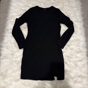 Shein Black long sleeve ribbed bodycon dress